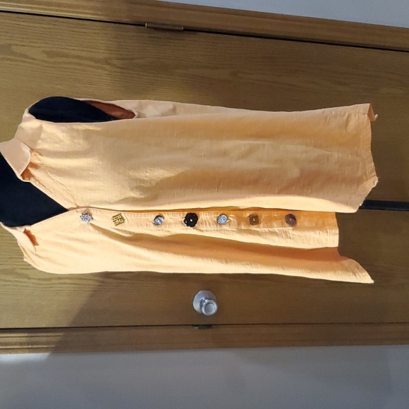 Soft surroundings orange cotton sleeveless collared asymmetric hem top - Picture 1 of 6